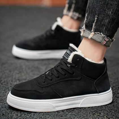 Cross-border plus-size men's high-top cotton shoes, men's winter warm fleece-lined casual sneakers, foreign trade fashion sports shoes
